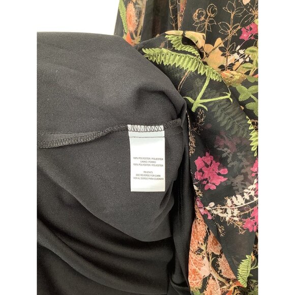 Melonie T High Ruffle Collar Dress Size 12 Black Floral Multicolor Whimsigoth - Picture 6 of 7